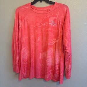Realtree Fishing Women's Vented Pink Marbled Long Sleeve‎ Stretch Shirt 2XL